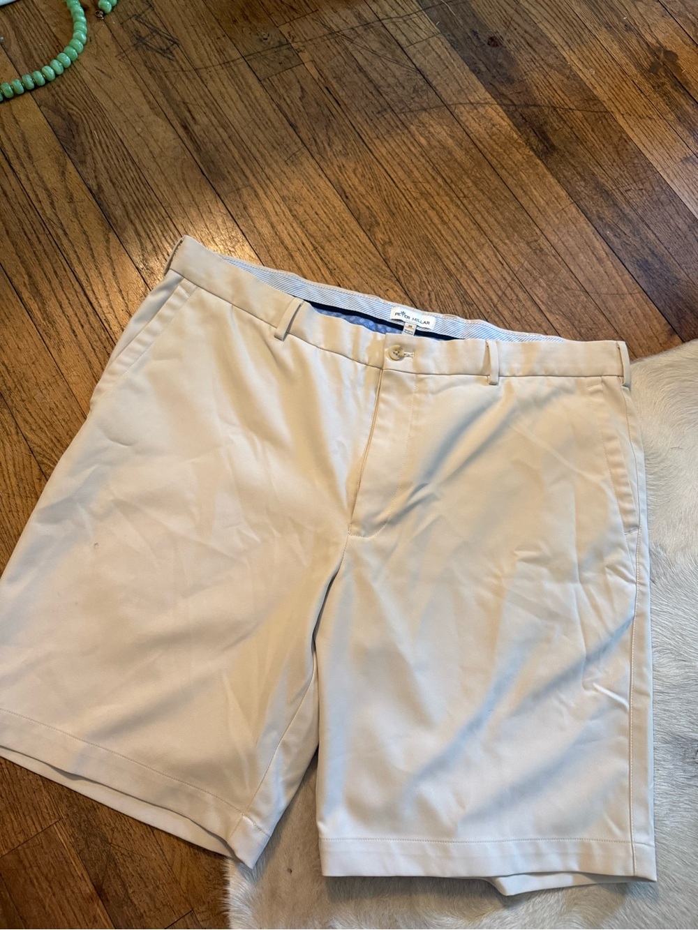 Peter Millar Beige Performance Flat-Front Shorts
